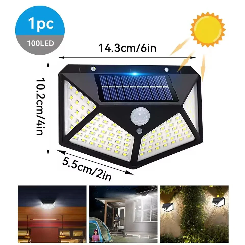 100 LED Outdoor Solar Wall Lamp Waterproof PIR Motion Sensor Solar Powered Sunlight Street Light for Garden Decoration - Image 12