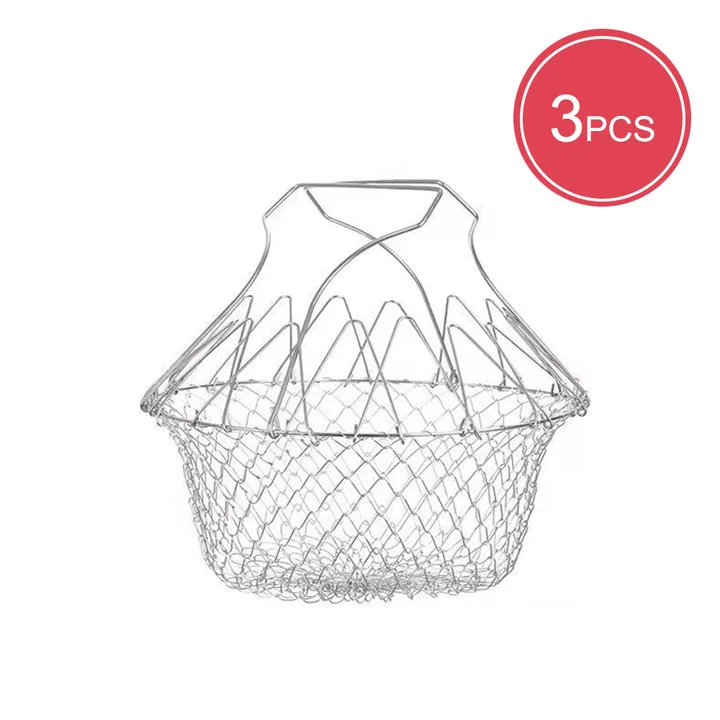 1PC/3PCS Stainless Steel Foldable Multifunctional Fryer Basket French Fry Strainer Kitchen Appliance Is Durable - Image 15