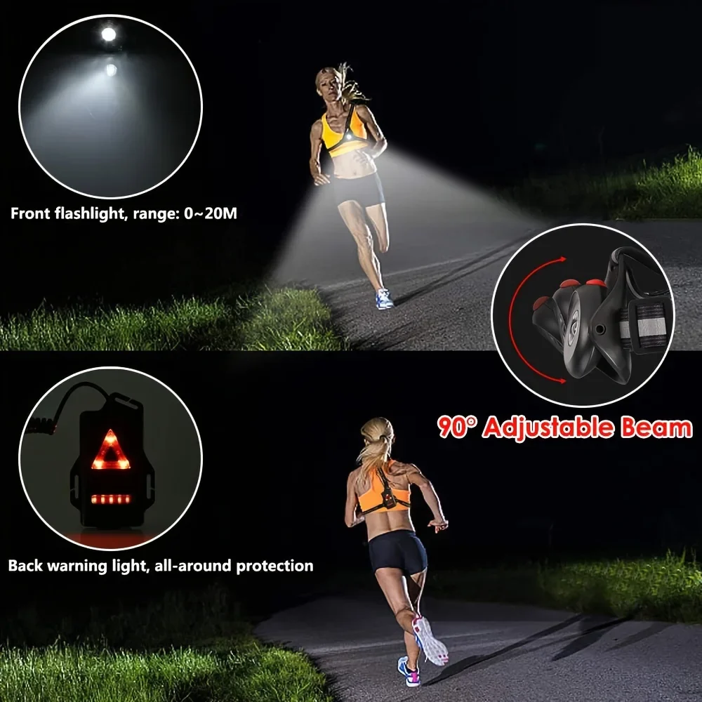 1pc Outdoor  Night Running USB ChargingLights LED Chest Lamp Back Warning Light for Camping Hiking Running Jogging Adventure - Image 4