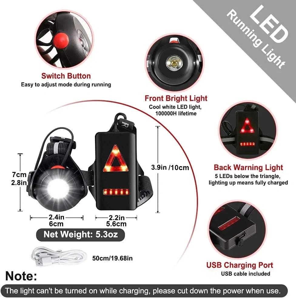 1pc Outdoor  Night Running USB ChargingLights LED Chest Lamp Back Warning Light for Camping Hiking Running Jogging Adventure - Image 5
