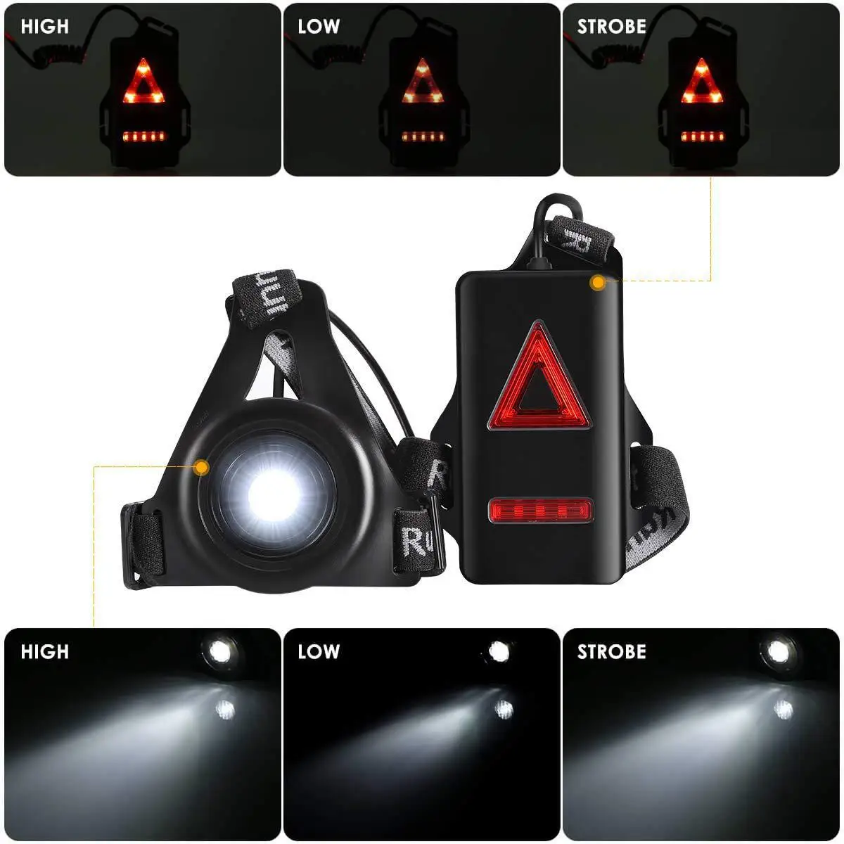 1pc Outdoor  Night Running USB ChargingLights LED Chest Lamp Back Warning Light for Camping Hiking Running Jogging Adventure - Image 8