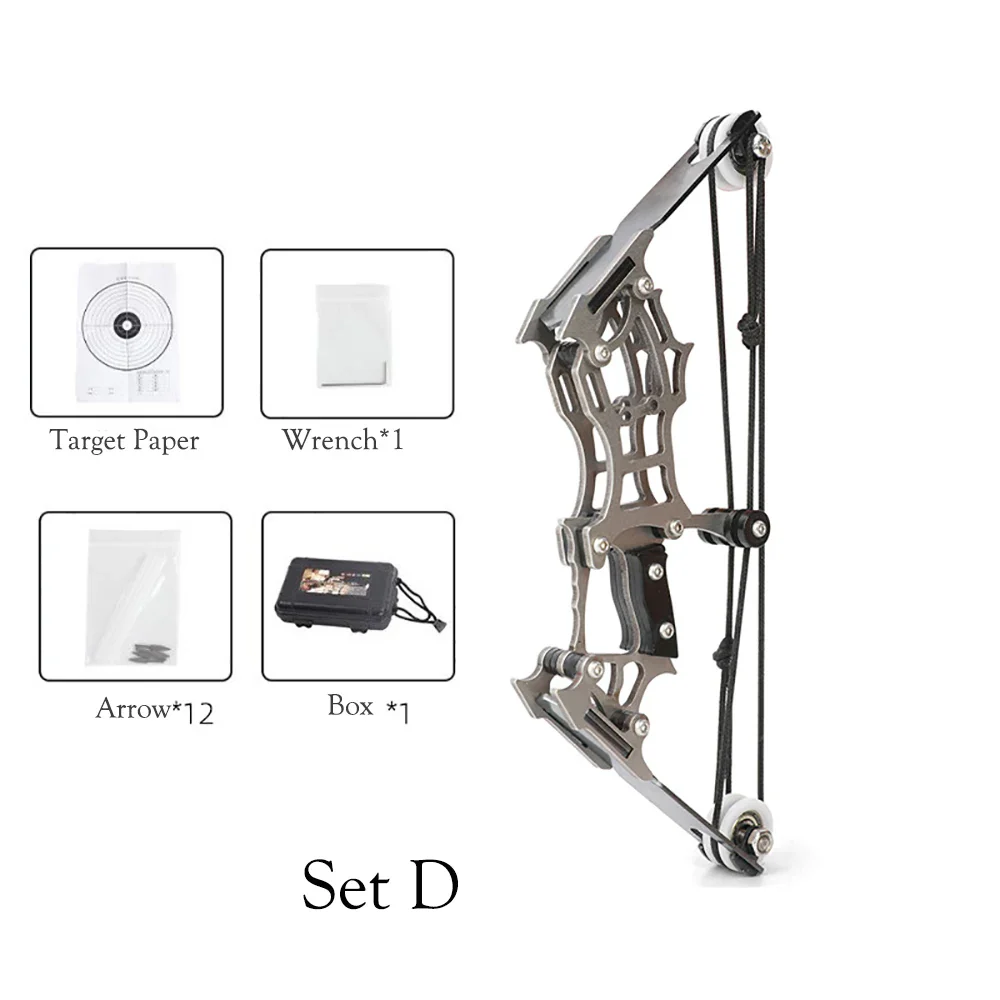 1set Mini Bow and Arrow Miniature Compound Bow Recurve Bow Stainless Steel Soldier Small Bow Archery Decompression Toys Gifts - Image 14