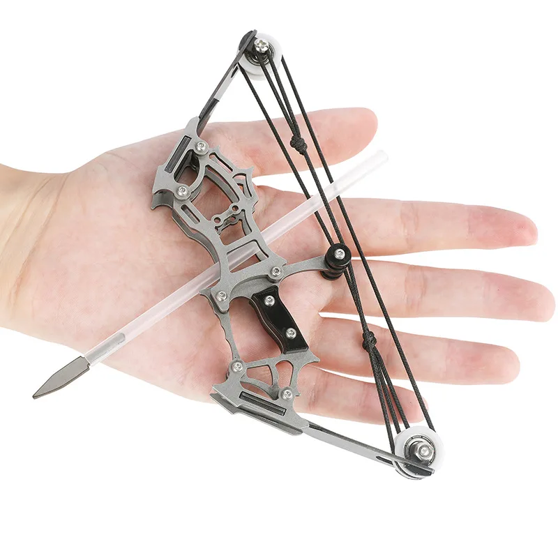 1set Mini Bow and Arrow Miniature Compound Bow Recurve Bow Stainless Steel Soldier Small Bow Archery Decompression Toys Gifts - Image 3