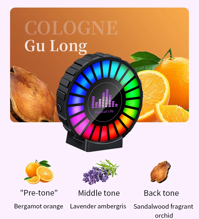 1x Car Music Rhythm Lamp with Fragrance Air Outlet Aromatherapy Air freshener perfume Voice App Control Rhythm Diffuser  RGB - Image 18