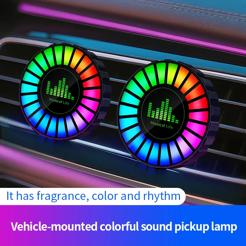 1x Car Music Rhythm Lamp with Fragrance Air Outlet Aromatherapy Air freshener perfume Voice App Control Rhythm Diffuser  RGB - Image 2