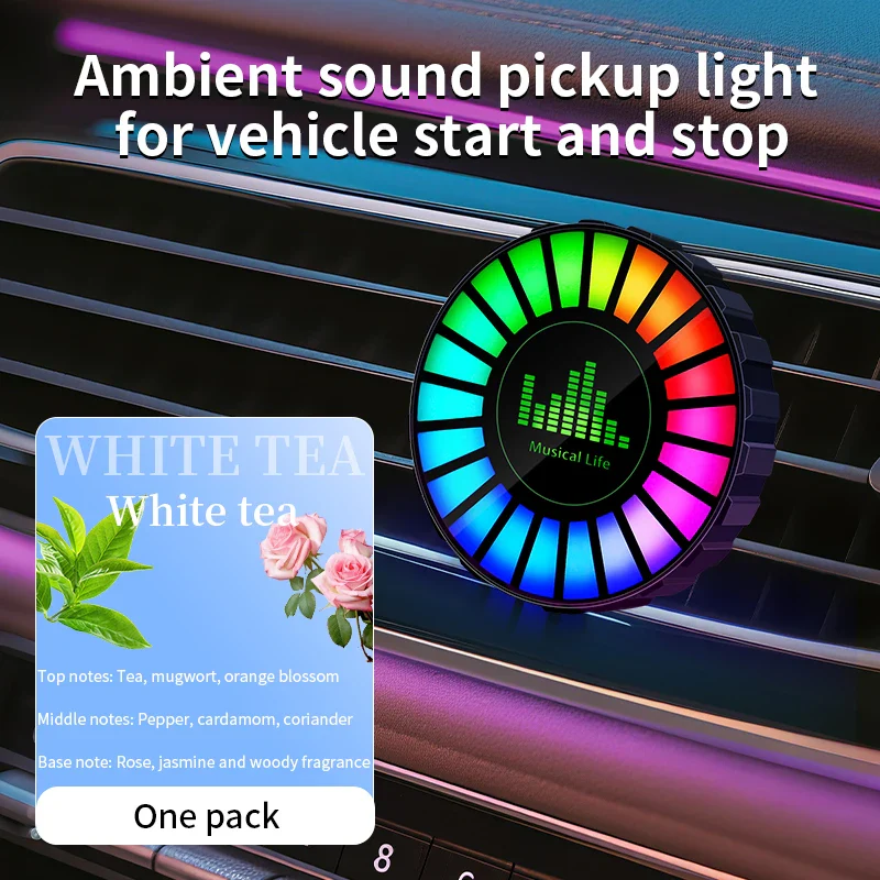 1x Car Music Rhythm Lamp with Fragrance Air Outlet Aromatherapy Air freshener perfume Voice App Control Rhythm Diffuser  RGB - Image 25