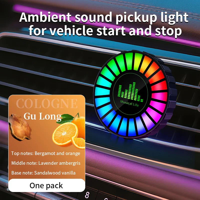 1x Car Music Rhythm Lamp with Fragrance Air Outlet Aromatherapy Air freshener perfume Voice App Control Rhythm Diffuser  RGB - Image 26