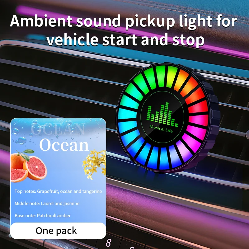 1x Car Music Rhythm Lamp with Fragrance Air Outlet Aromatherapy Air freshener perfume Voice App Control Rhythm Diffuser  RGB - Image 27