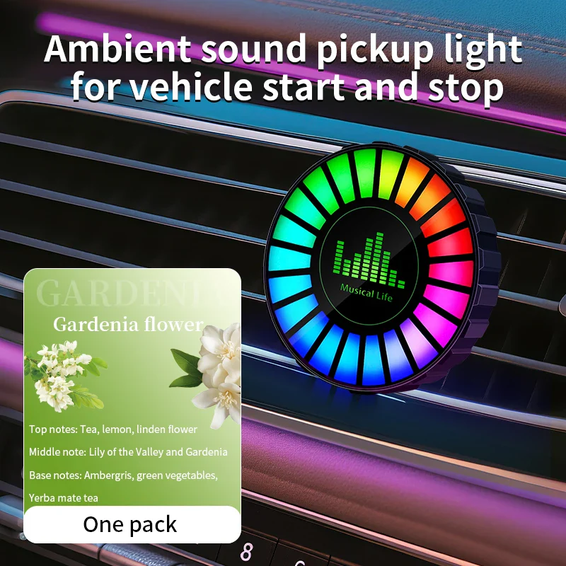 1x Car Music Rhythm Lamp with Fragrance Air Outlet Aromatherapy Air freshener perfume Voice App Control Rhythm Diffuser  RGB - Image 28