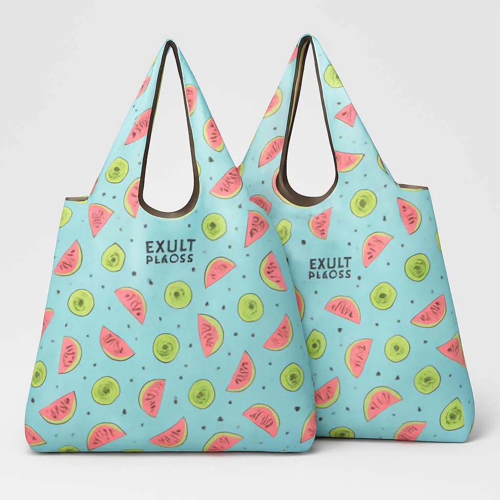 Eco-Friendly Reusable Shopping Bags - Blue Polka Dots & Cat Pattern - Image 8