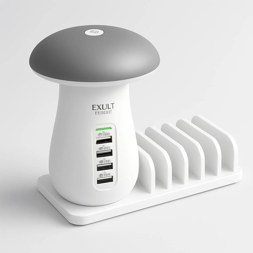 Mushroom LED Lamp with Charging Station - Energy Efficient Desk Light - Image 12