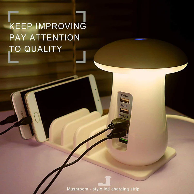 Mushroom LED Lamp with Charging Station - Energy Efficient Desk Light - Image 18