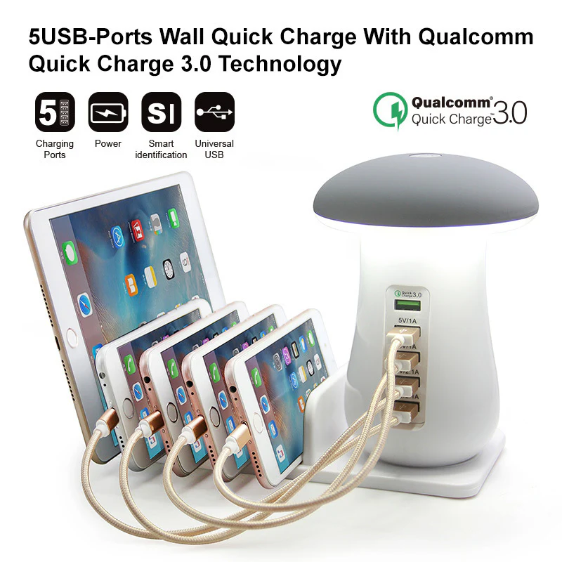 Mushroom LED Lamp with Charging Station - Energy Efficient Desk Light - Image 19