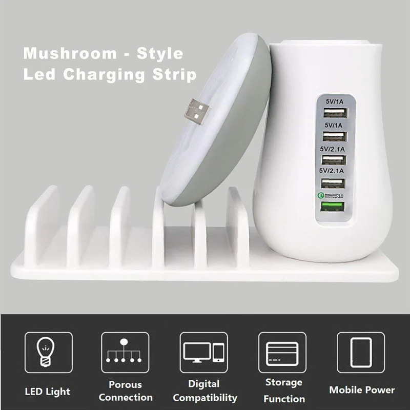 Mushroom LED Lamp with Charging Station - Energy Efficient Desk Light - Image 20