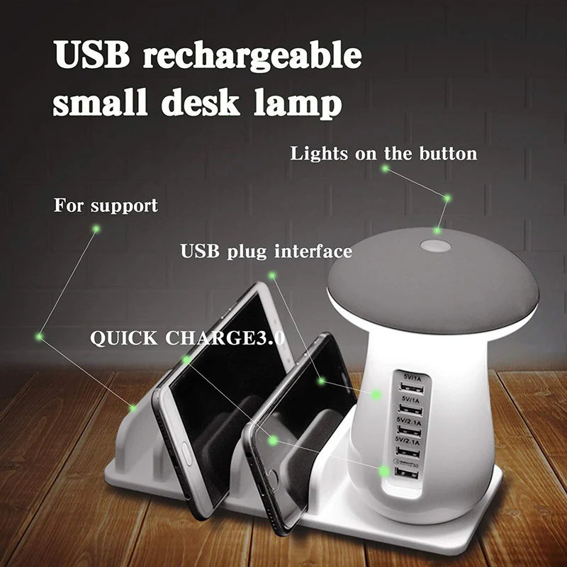 Mushroom LED Lamp with Charging Station - Energy Efficient Desk Light - Image 21