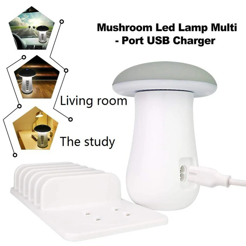 Mushroom LED Lamp with Charging Station - Energy Efficient Desk Light - Image 23