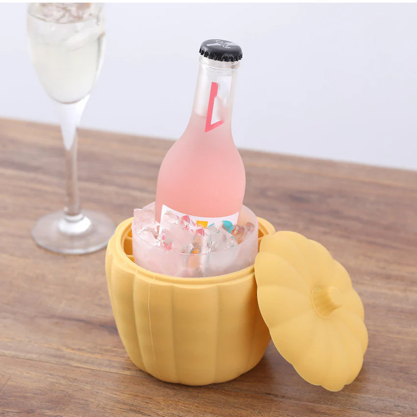 Eco-Friendly Pumpkin-Shaped Yellow Silicone Ice Bucket - Image 10