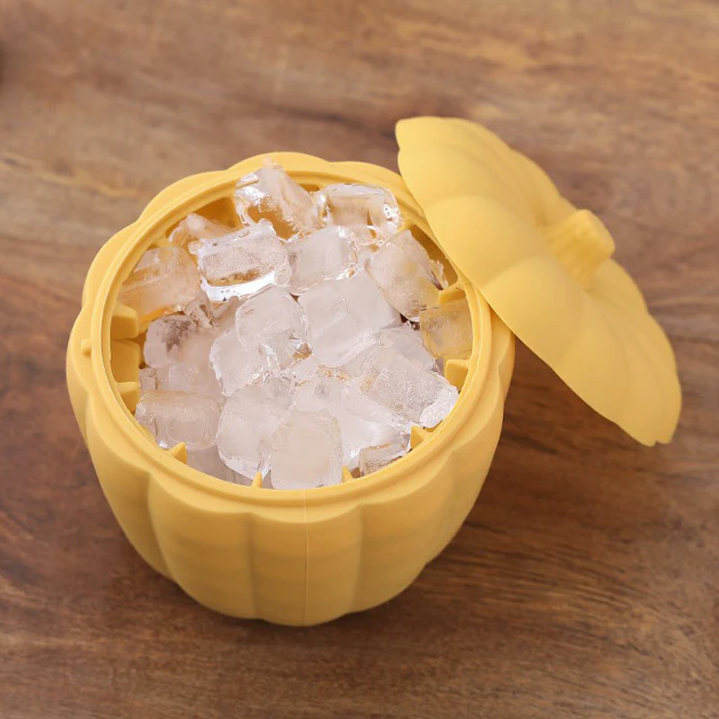 Eco-Friendly Pumpkin-Shaped Yellow Silicone Ice Bucket - Image 11