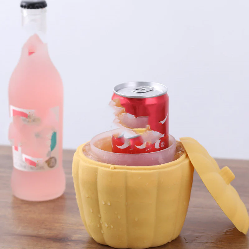 Eco-Friendly Pumpkin-Shaped Yellow Silicone Ice Bucket - Image 13