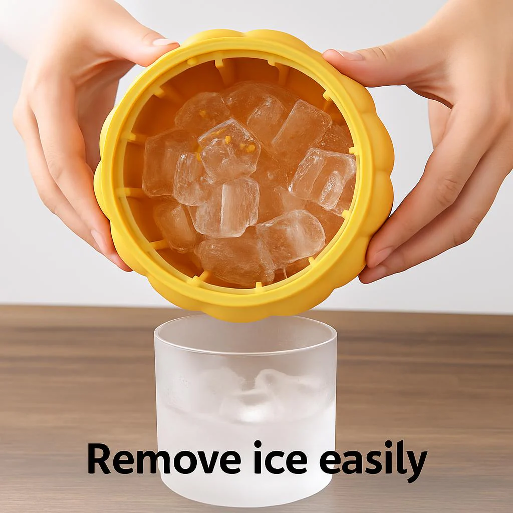 Eco-Friendly Pumpkin-Shaped Yellow Silicone Ice Bucket - Image 7