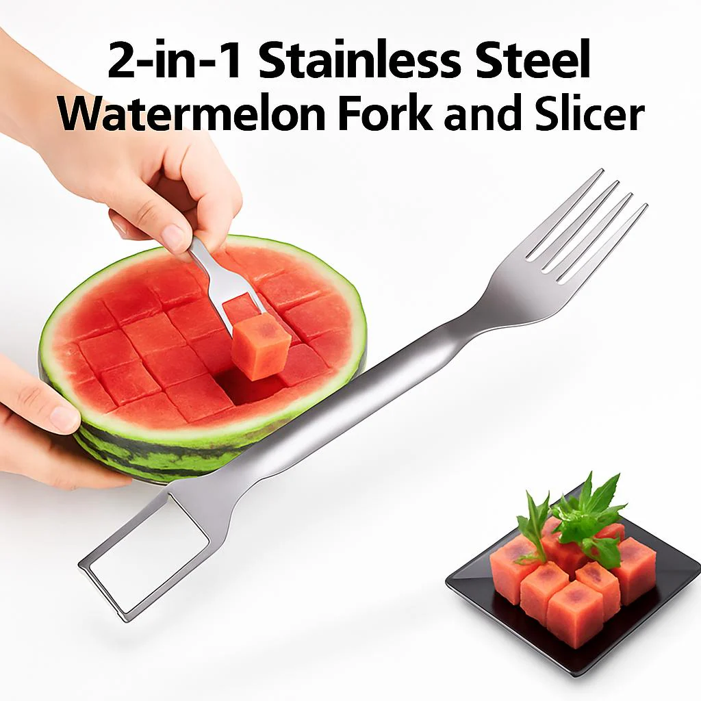 2-in-1 Stainless Steel Watermelon Fork and Slicer - Eco-Friendly Kitchen Tool - Image 3