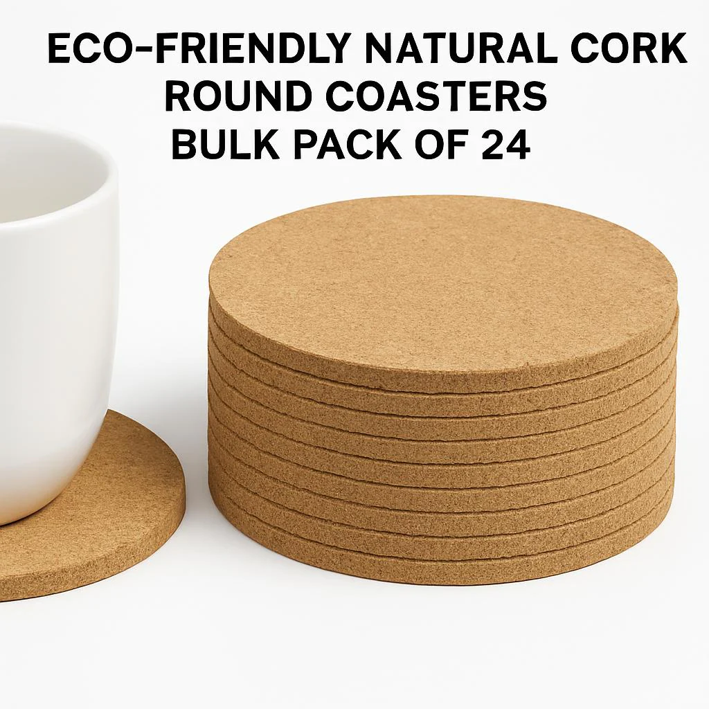 Eco-Friendly Natural Cork Round Coasters - Bulk Pack of 24 - Image 6