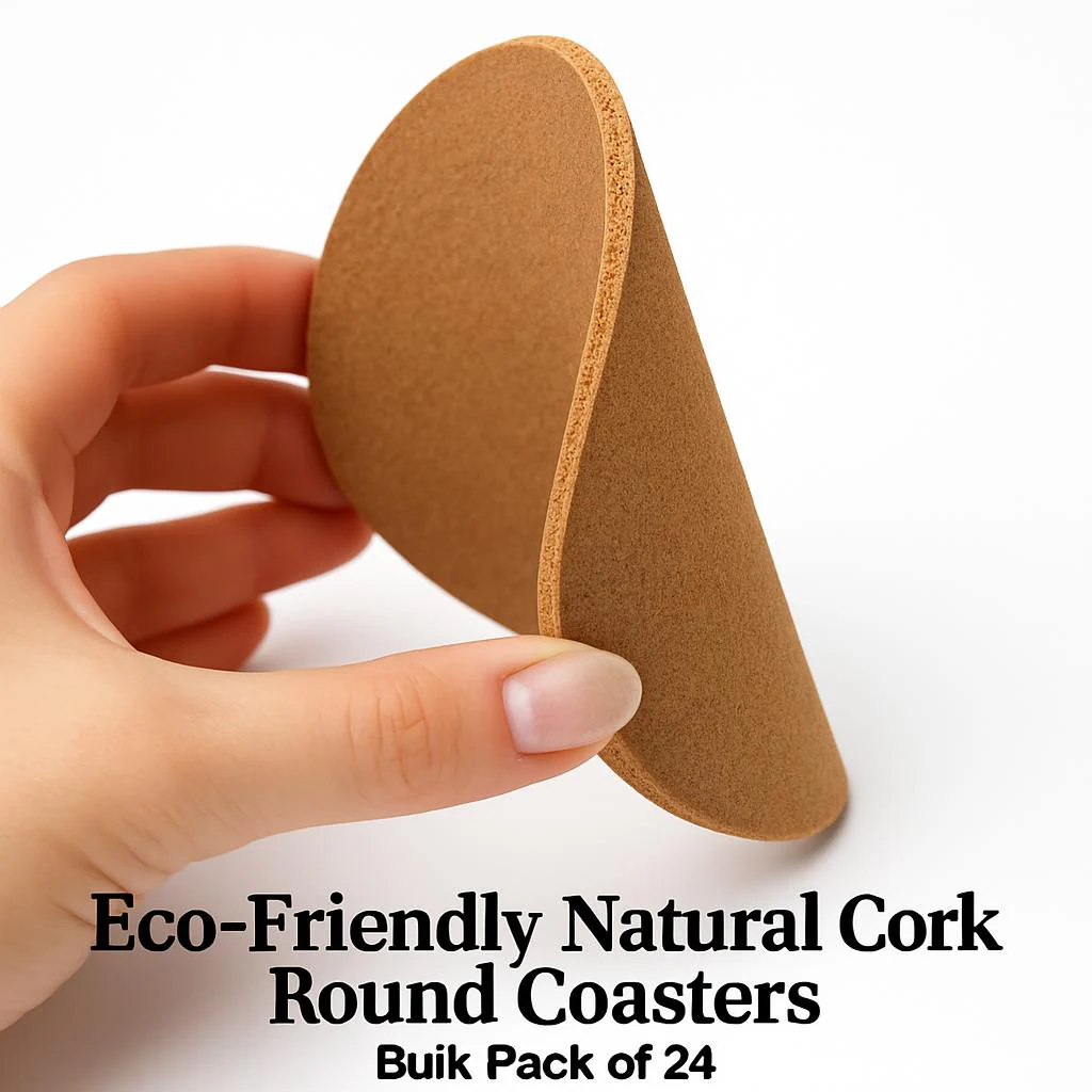 Eco-Friendly Natural Cork Round Coasters - Bulk Pack of 24 - Image 7