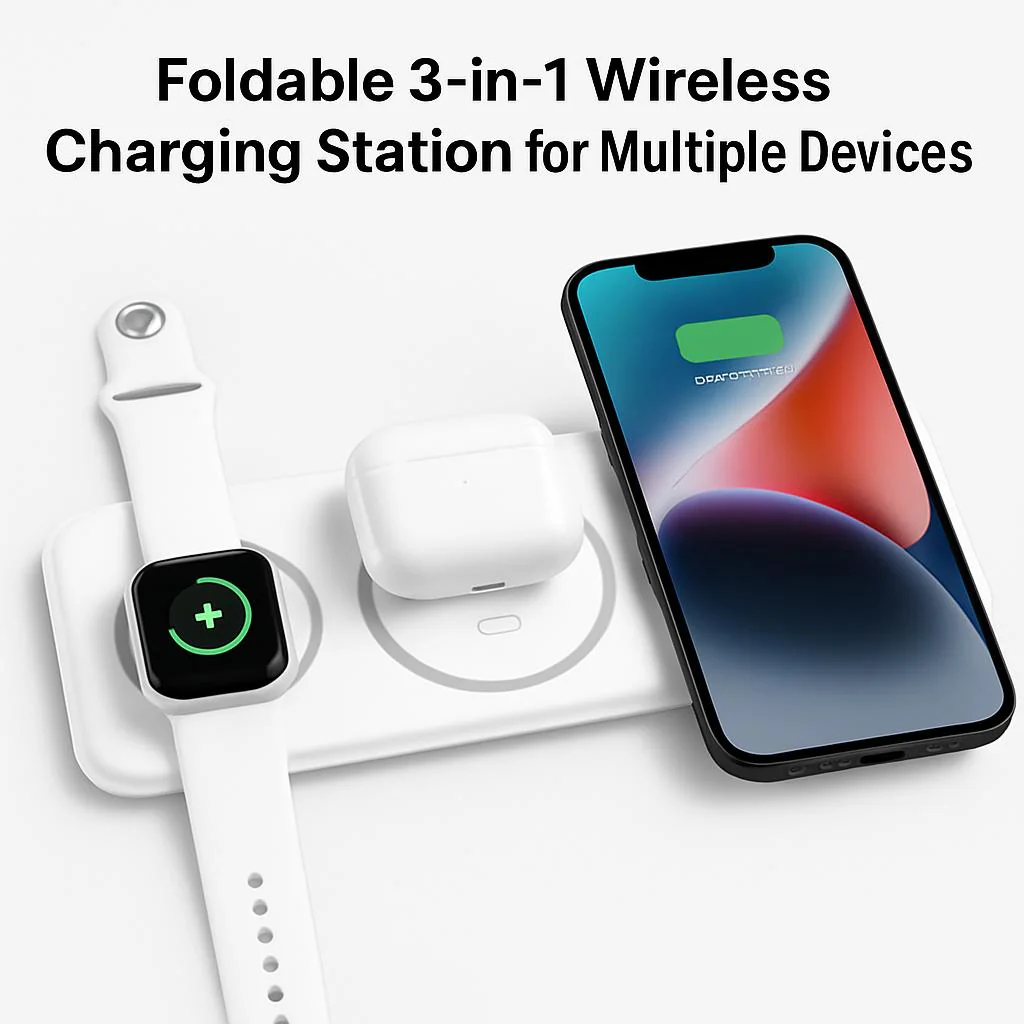 Foldable 3-in-1 Wireless Charging Station for Multiple Devices - Image 12