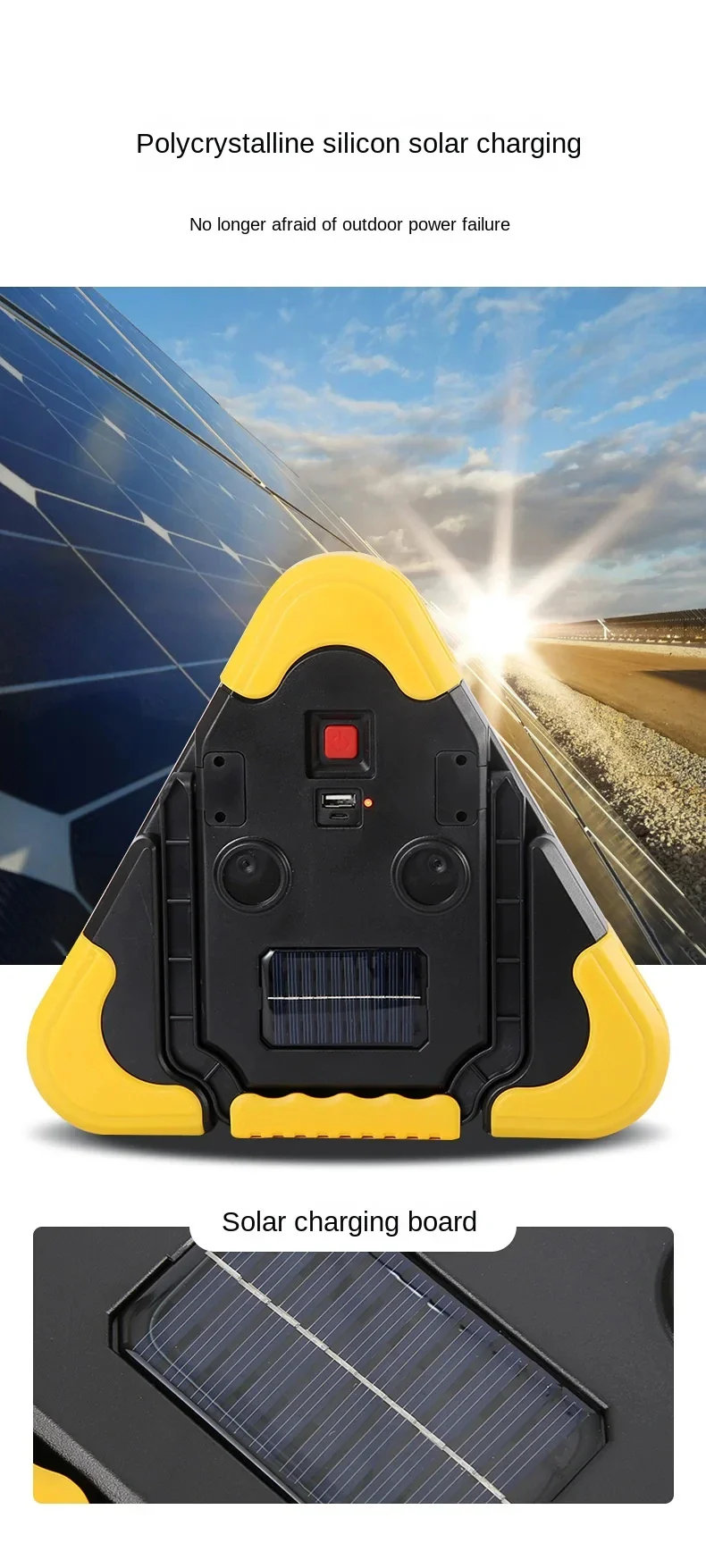 3 in 1 Solar Emergency Triangular Warning Light Safety Emergency Breakdown Alarm Lamp Portable Solar Light For Camping Workin - Image 12