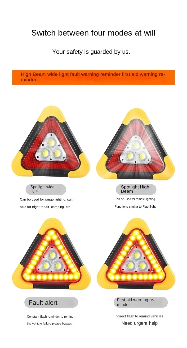 3 in 1 Solar Emergency Triangular Warning Light Safety Emergency Breakdown Alarm Lamp Portable Solar Light For Camping Workin - Image 14
