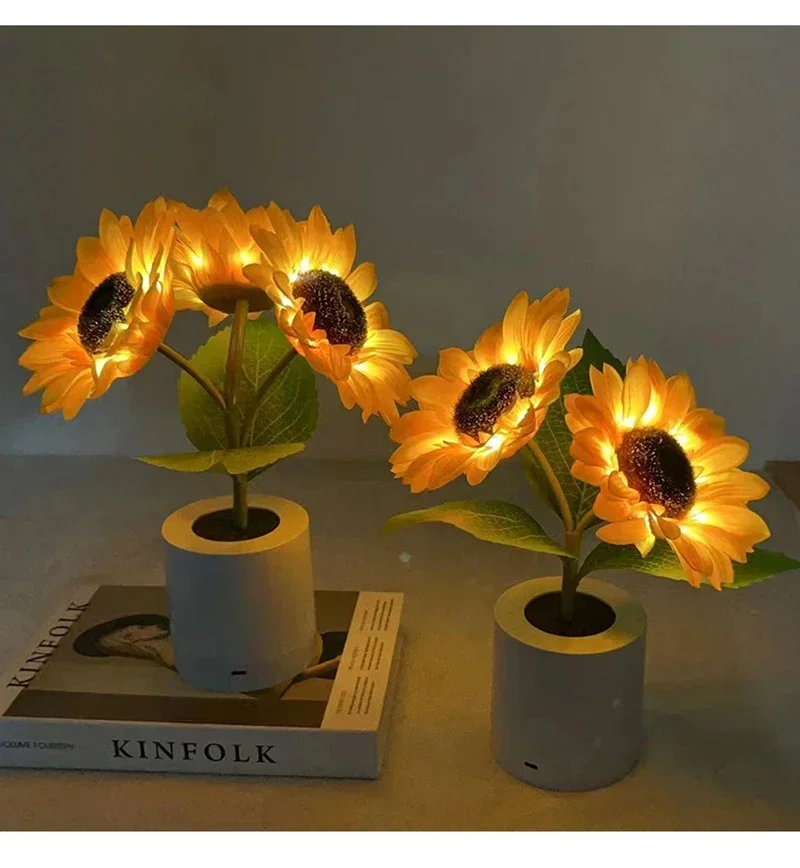 3 LED Night Light Rechargeable Sunflower Lights Interior Lighting Bedroom Bedside Desktop Decoration Table Lamp Night Lamps - Image 10