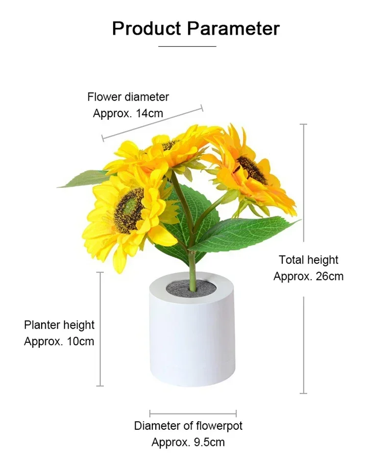 3 LED Night Light Rechargeable Sunflower Lights Interior Lighting Bedroom Bedside Desktop Decoration Table Lamp Night Lamps - Image 11