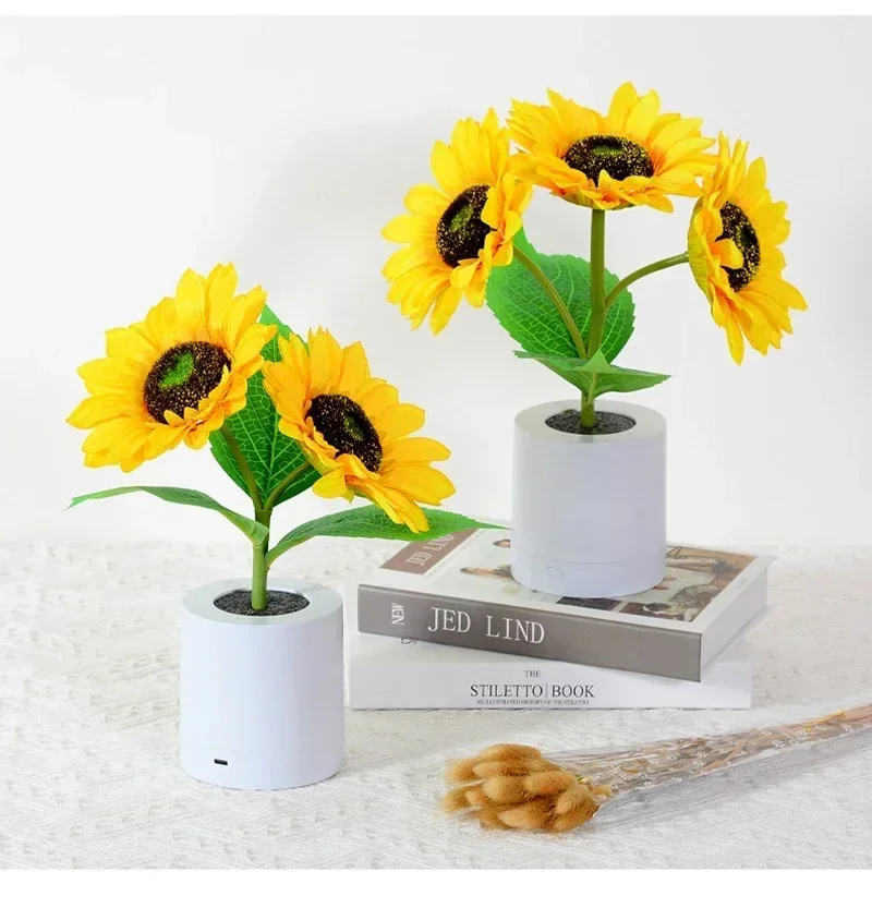 3 LED Night Light Rechargeable Sunflower Lights Interior Lighting Bedroom Bedside Desktop Decoration Table Lamp Night Lamps - Image 14