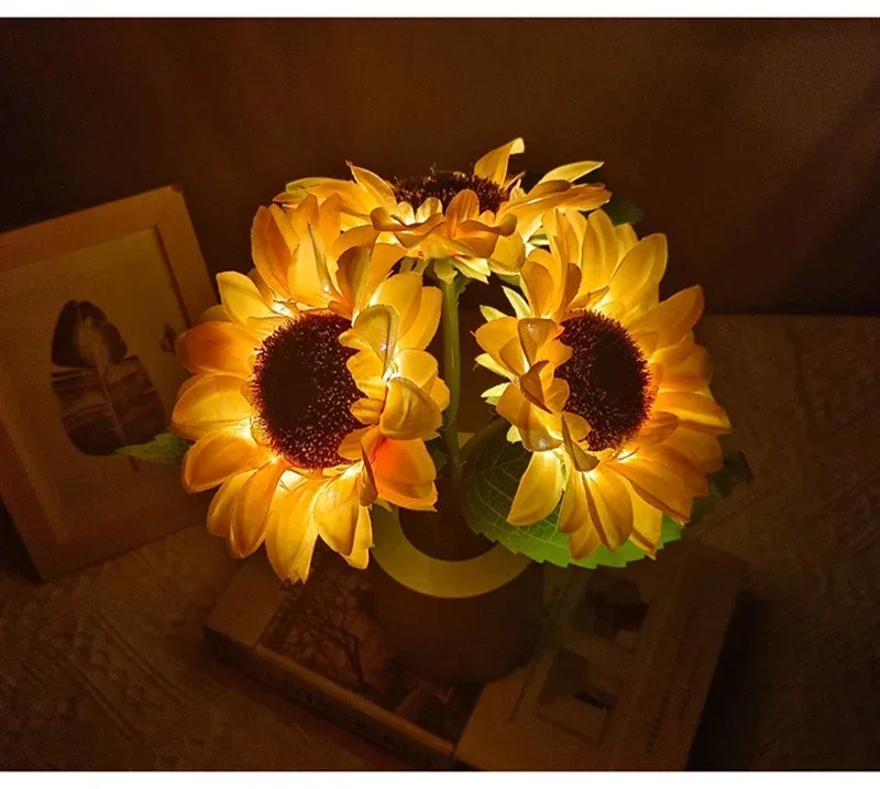 3 LED Night Light Rechargeable Sunflower Lights Interior Lighting Bedroom Bedside Desktop Decoration Table Lamp Night Lamps - Image 15