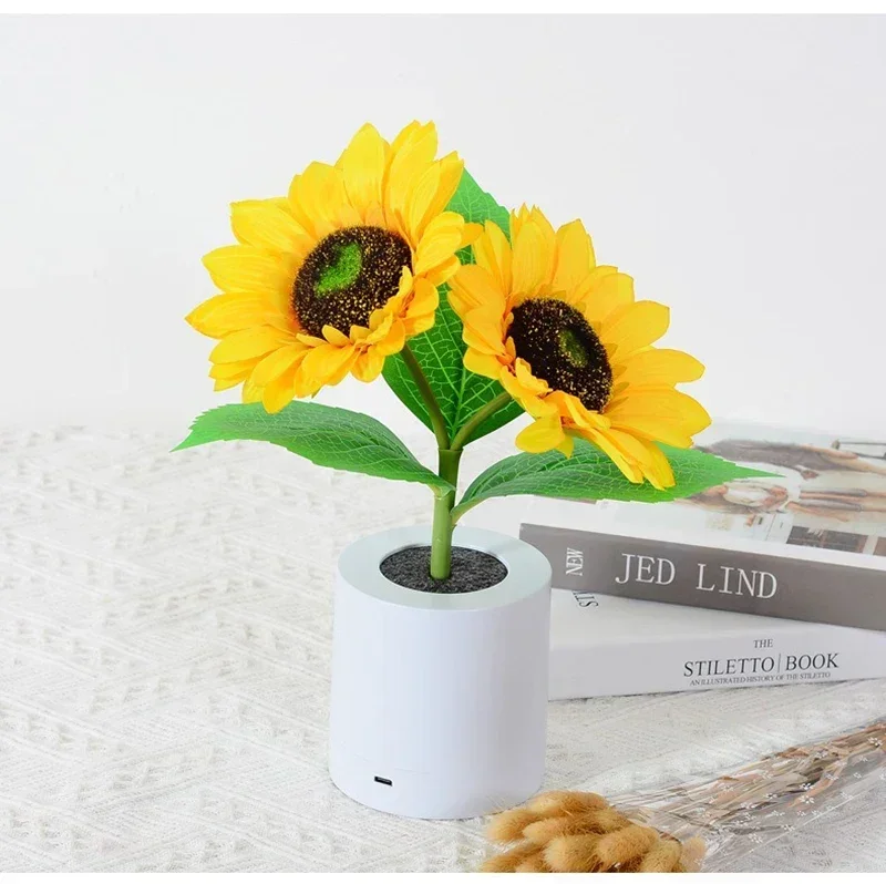 3 LED Night Light Rechargeable Sunflower Lights Interior Lighting Bedroom Bedside Desktop Decoration Table Lamp Night Lamps - Image 17