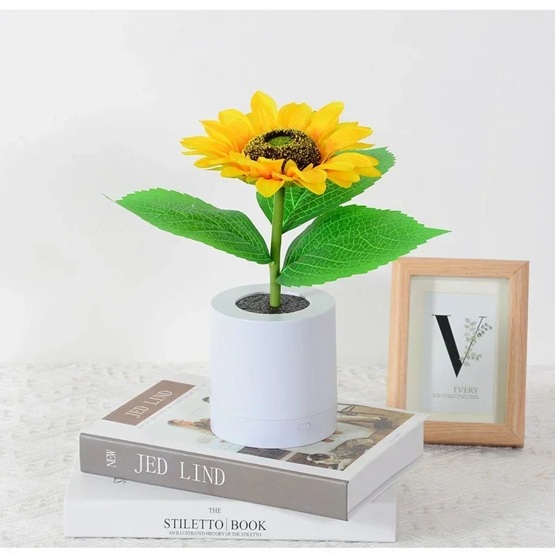 3 LED Night Light Rechargeable Sunflower Lights Interior Lighting Bedroom Bedside Desktop Decoration Table Lamp Night Lamps - Image 18