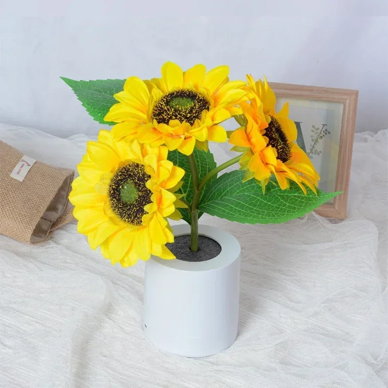 3 LED Night Light Rechargeable Sunflower Lights Interior Lighting Bedroom Bedside Desktop Decoration Table Lamp Night Lamps - Image 4