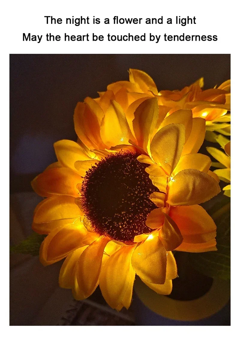 3 LED Night Light Rechargeable Sunflower Lights Interior Lighting Bedroom Bedside Desktop Decoration Table Lamp Night Lamps - Image 8