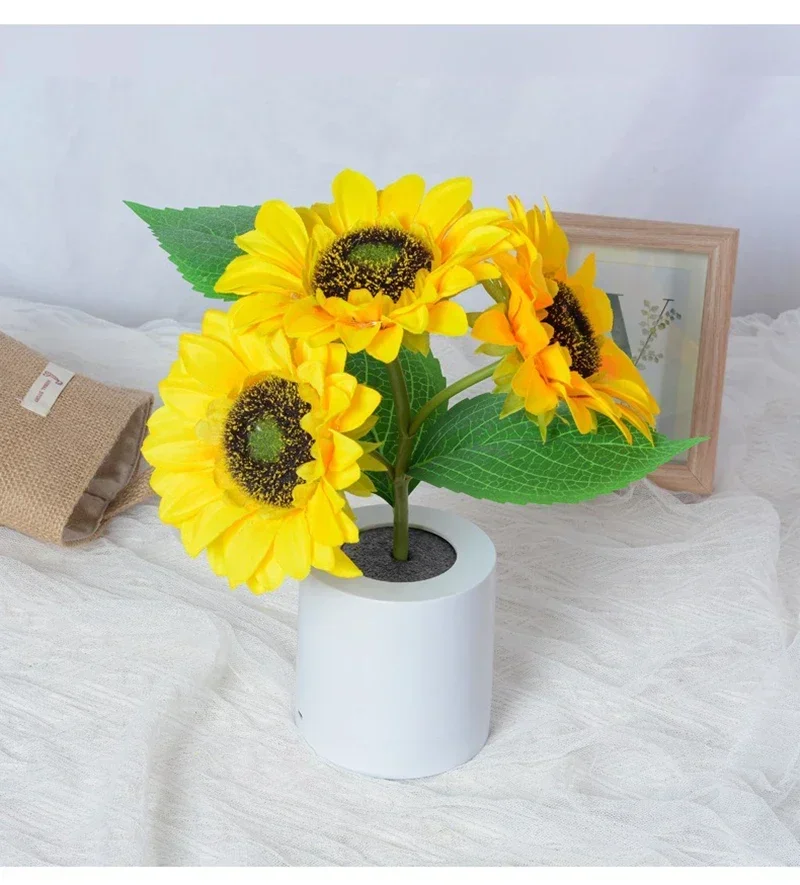 3 LED Night Light Rechargeable Sunflower Lights Interior Lighting Bedroom Bedside Desktop Decoration Table Lamp Night Lamps - Image 9