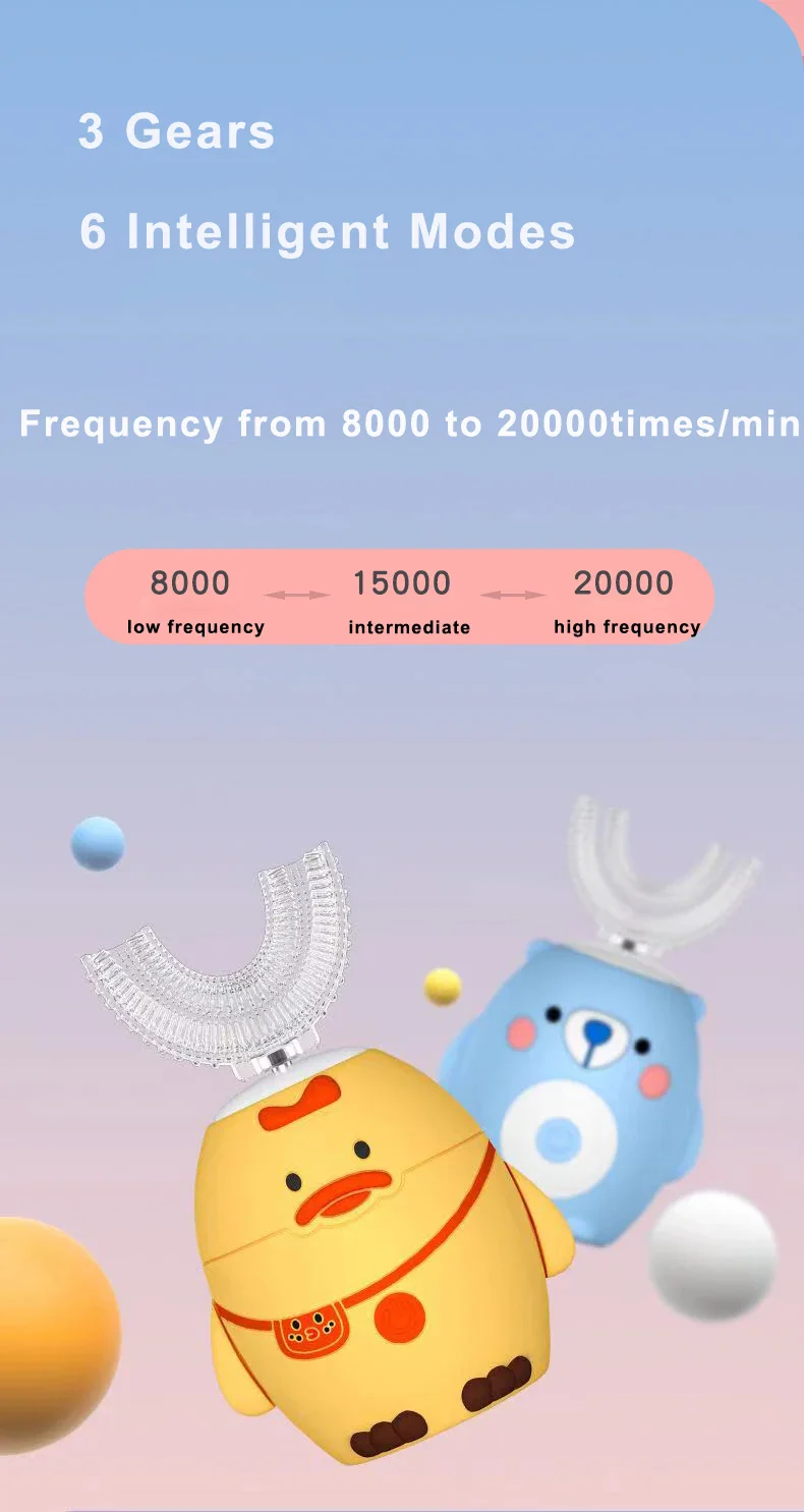 360° Sonic Electric Toothbrush for Kids Children U Shape Automatic Silicone Tooth Brush Smart Timer Rechargeable Blue Light IPX7 - Image 20