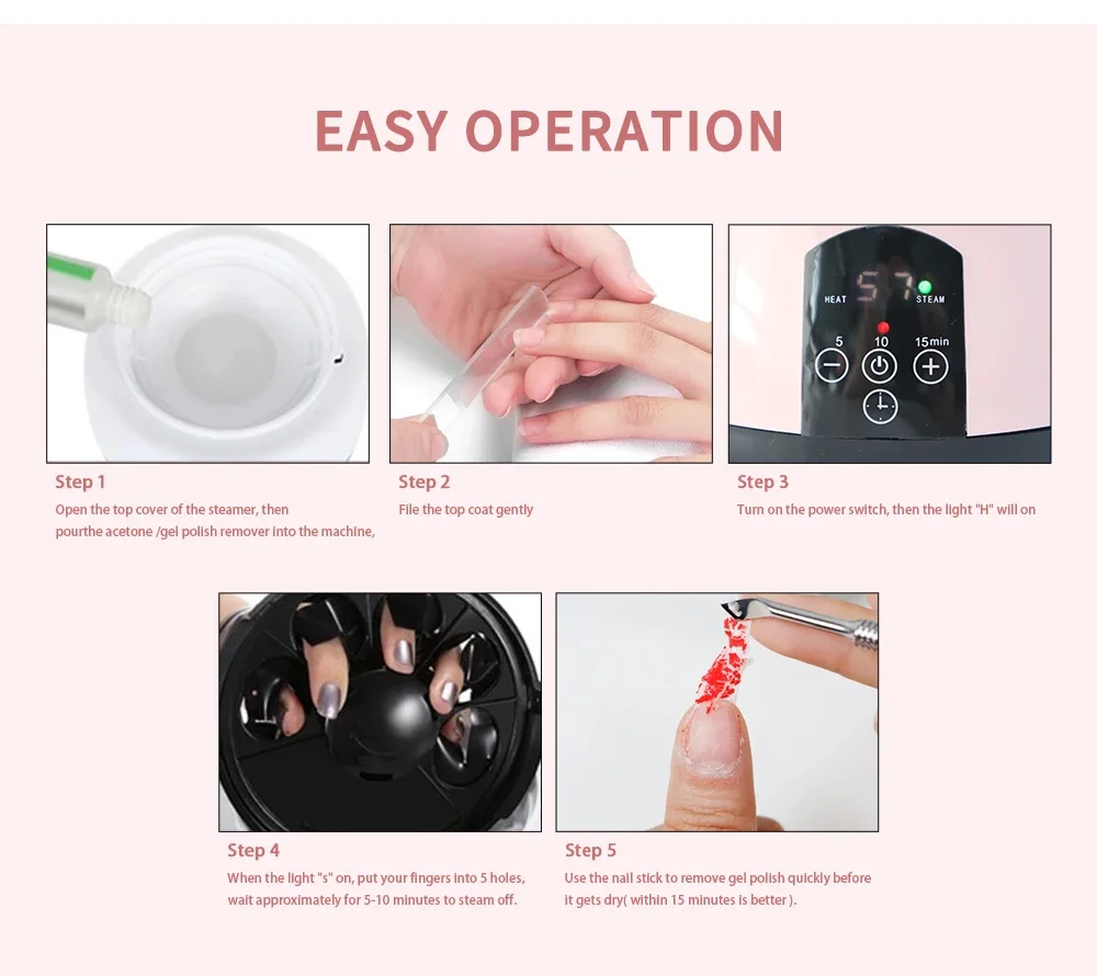 36W Professional Nail Debonding Steamer Fast Debonding Tool Steam High-Temperature Nail Polish Remover Suitable For Salons - Image 13