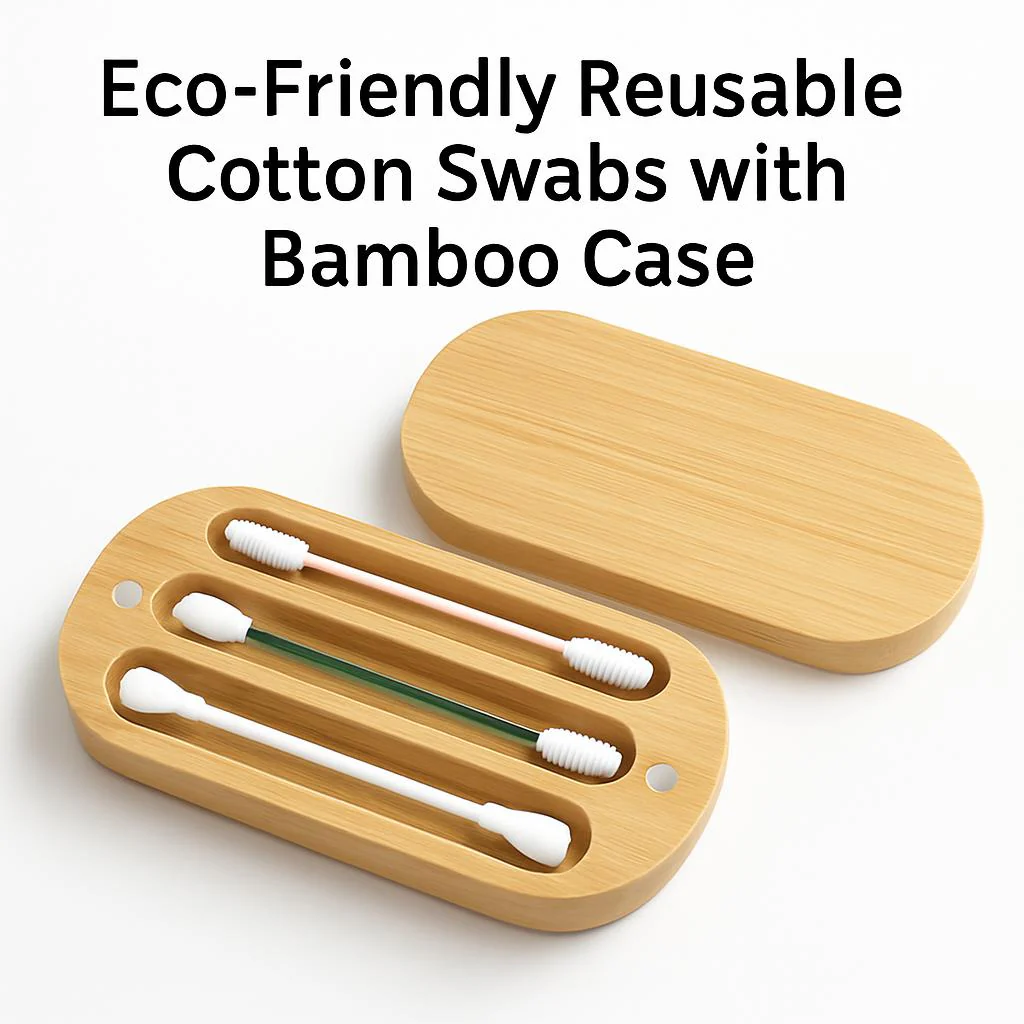 Eco-Friendly Reusable Cotton Swabs with Bamboo Case - Image 3