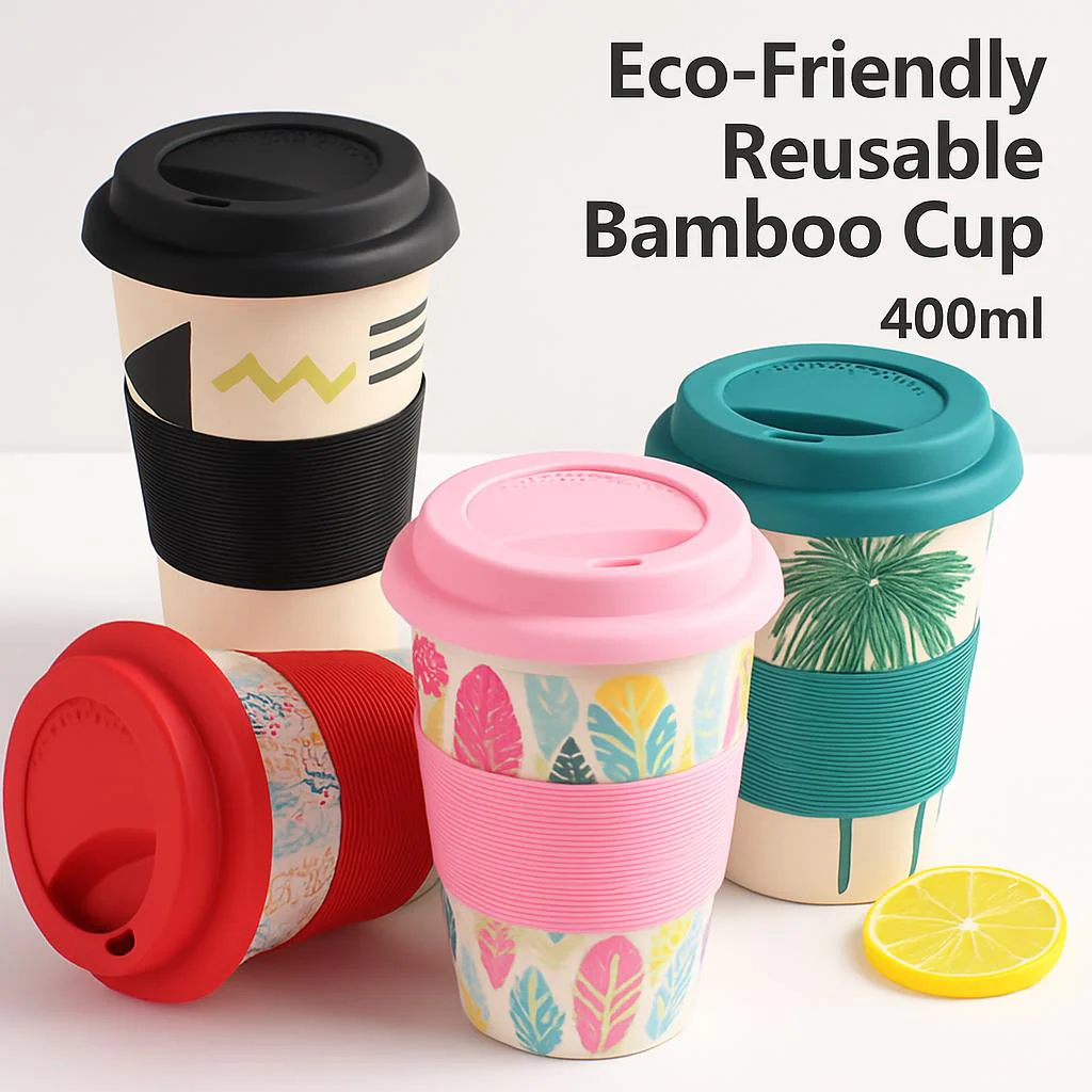 Eco-Friendly Reusable Bamboo Cup 400ml - Image 5