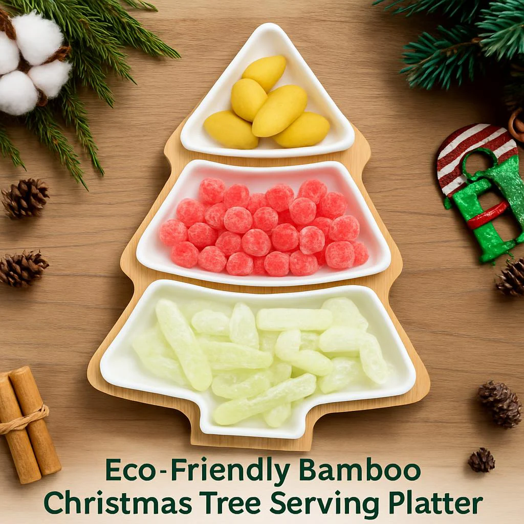 Eco-Friendly Bamboo Christmas Tree Serving Platter - Image 3
