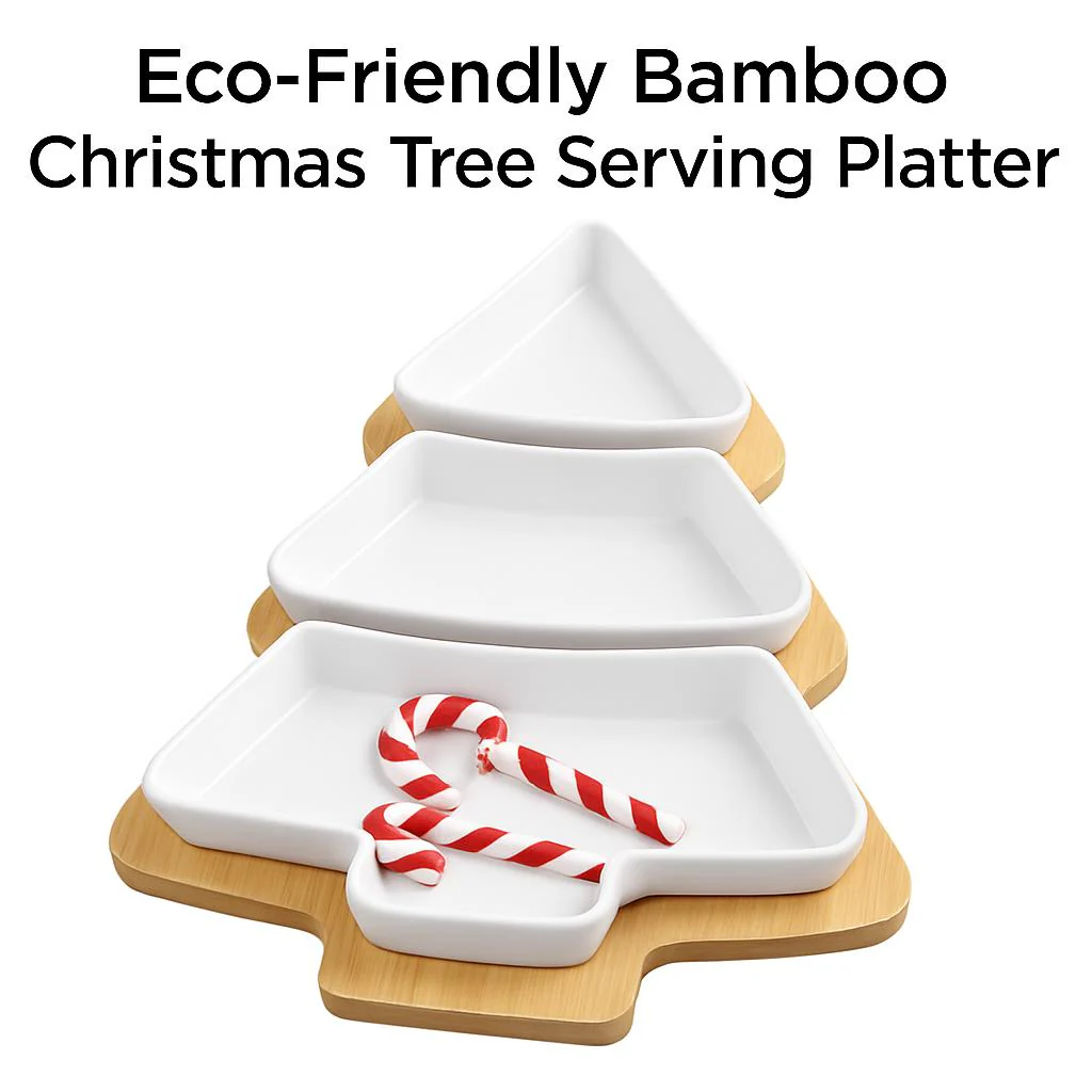Eco-Friendly Bamboo Christmas Tree Serving Platter - Image 4