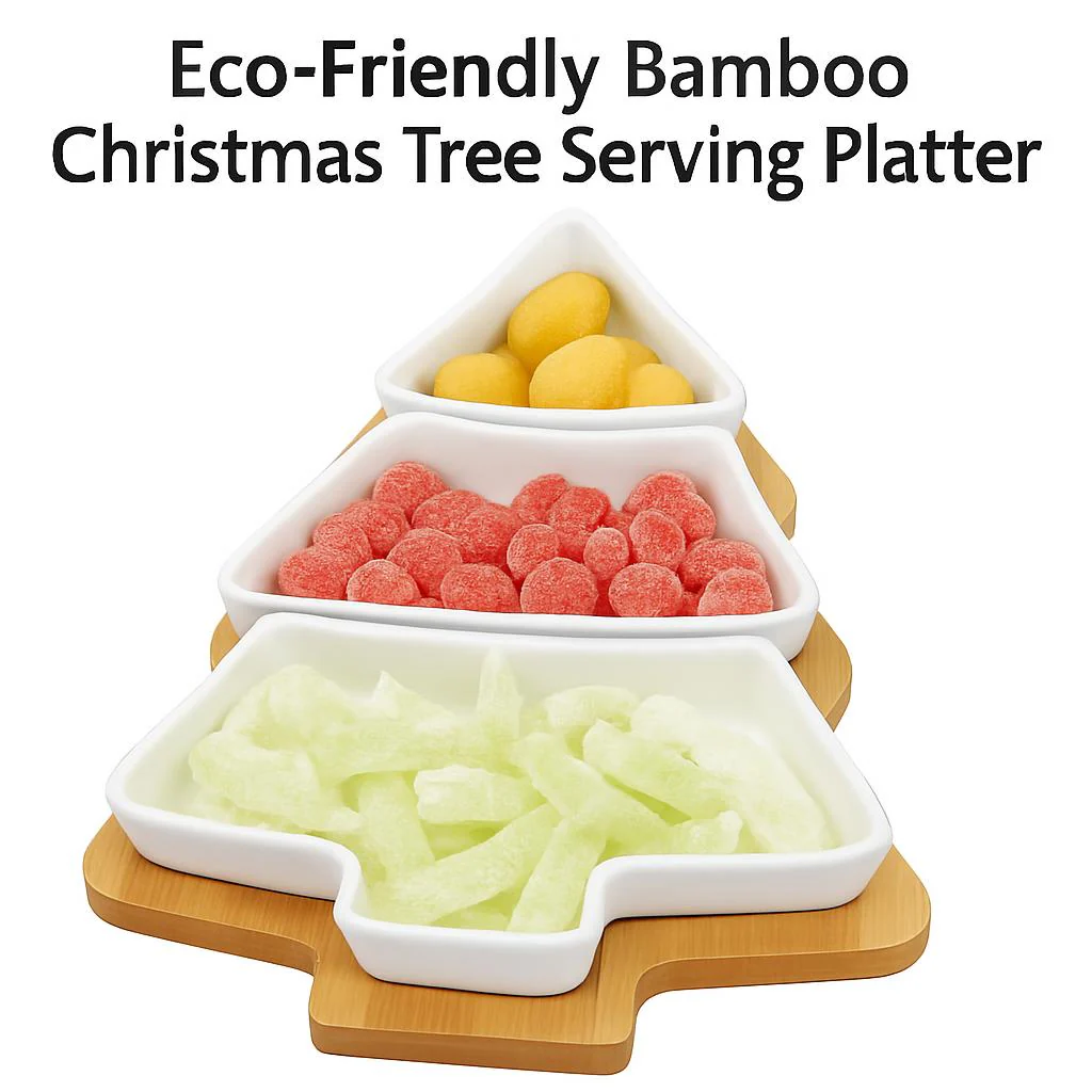 Eco-Friendly Bamboo Christmas Tree Serving Platter - Image 5