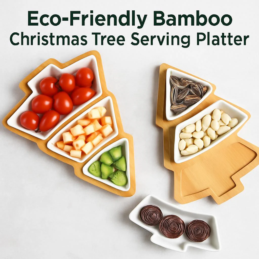 Eco-Friendly Bamboo Christmas Tree Serving Platter - Image 7