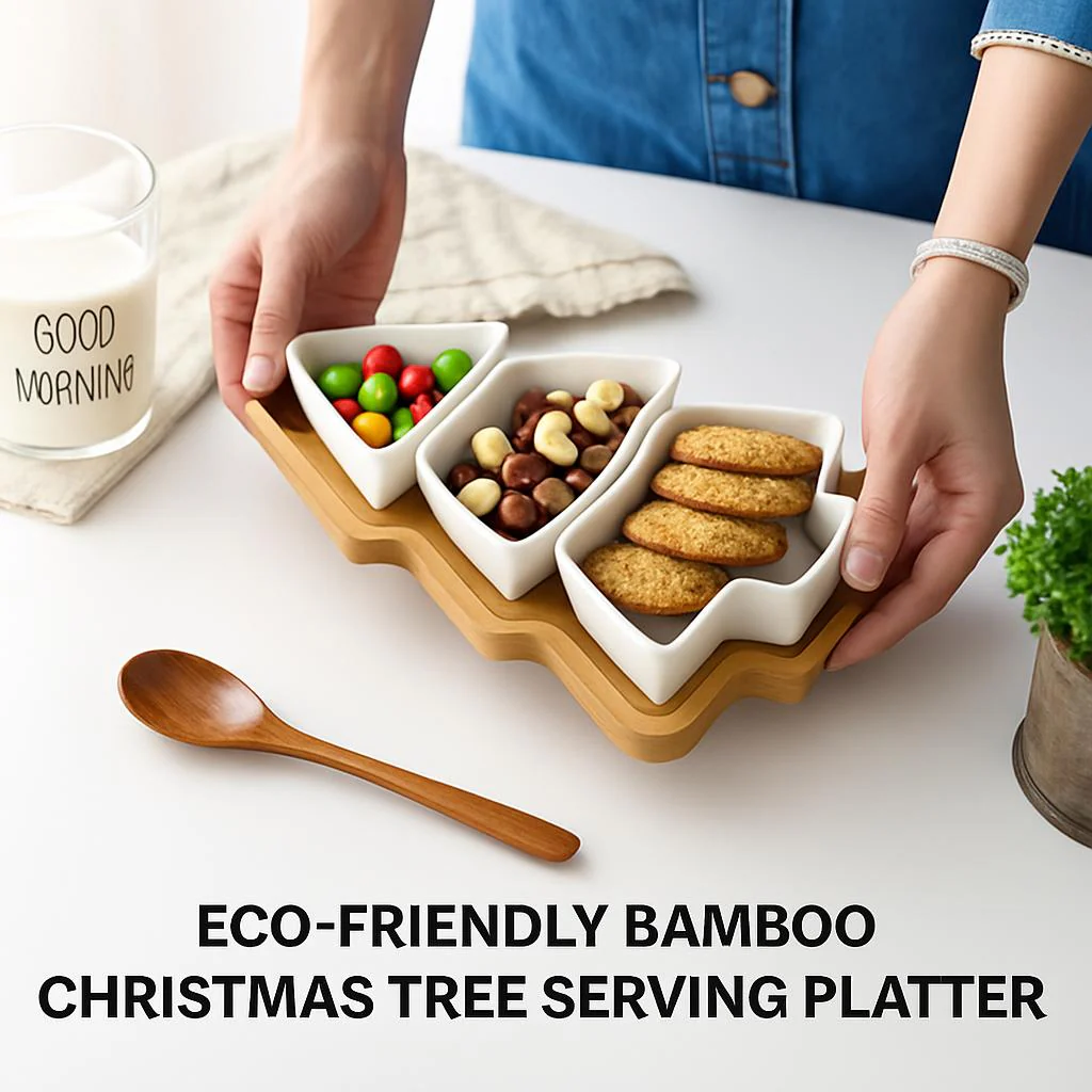 Eco-Friendly Bamboo Christmas Tree Serving Platter - Image 8