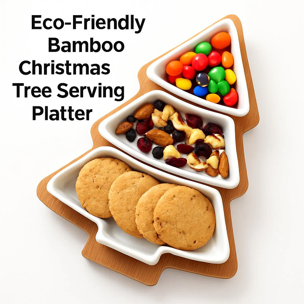 Eco-Friendly Bamboo Christmas Tree Serving Platter - Image 9