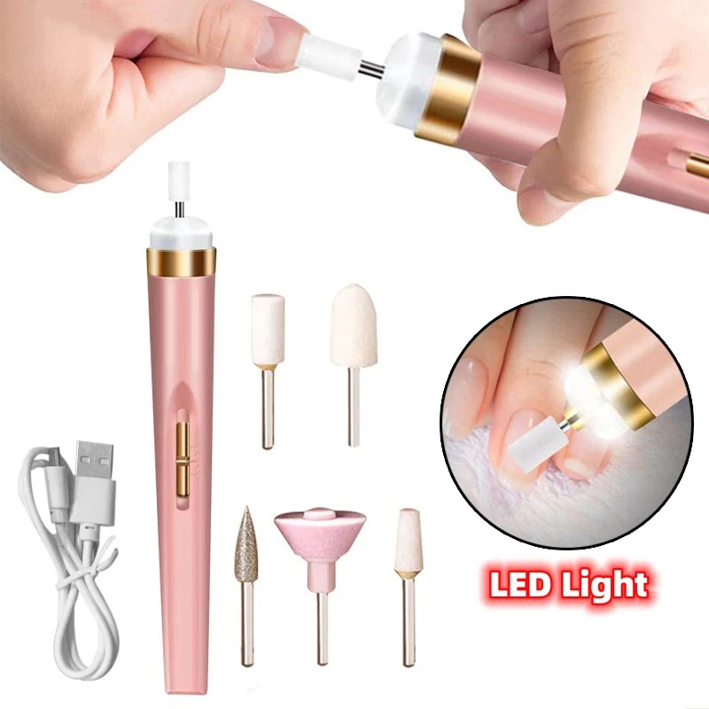 Rechargeable Pink Electric Nail File Set with USB Charging - Image 12